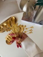قاشق چای خوری پاپیون طلایی استیل - Image 13