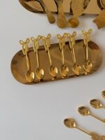 قاشق چای خوری پاپیون طلایی استیل - Image 5
