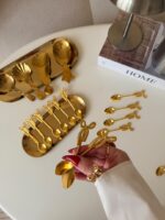 قاشق چای خوری پاپیون طلایی استیل - Image 3